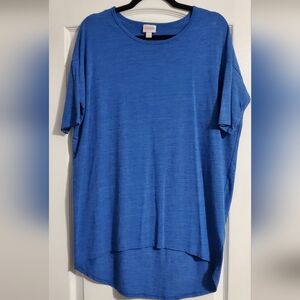 LuLaRoe Blue High Low Relaxed Short Sleeve Irma